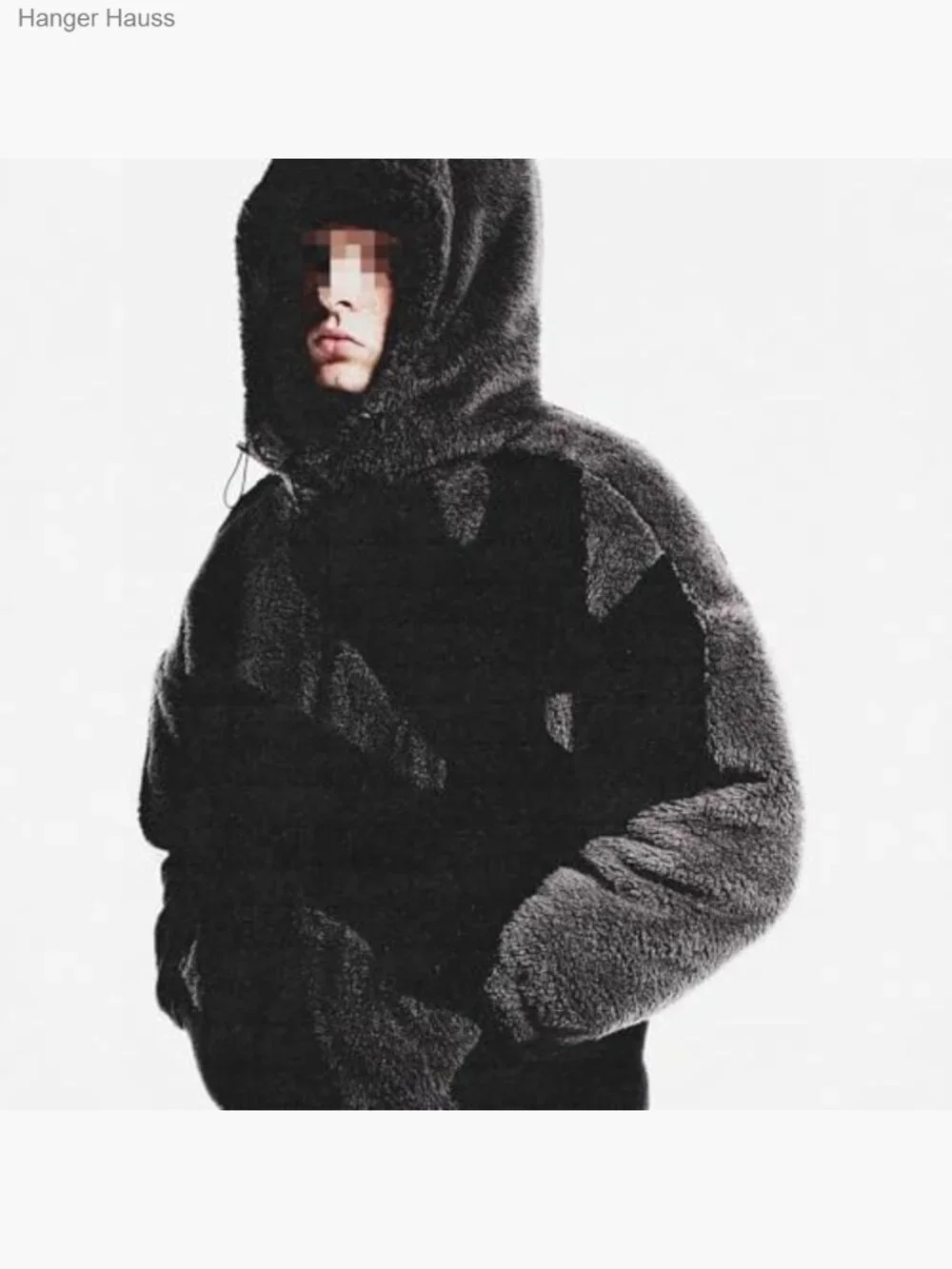 Fleece Hooded Jacket Zip Up Patchwork Streetwear Unisex Fluffy Sweatshirt_2